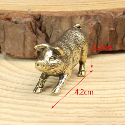 Antikk miniatyr messingfigur av gris, 1 stk.