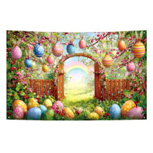 Sfondo con coniglietto e uova di Pasqua, effetto foro 3D