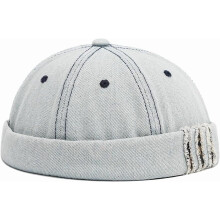 Chapeau sans bord en denim délavé vintage, taille unique ajustable