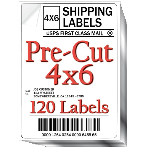 Pre-Cut 4x6 Shipping Labels White 120 Count