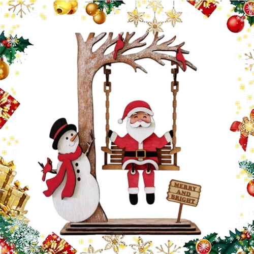 Balanço de Natal de Madeira Rústico Artesanal, 1 Peça