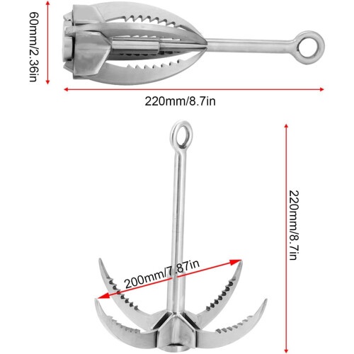 Stainless Steel Grappling Hook with Folding Carabiner 2