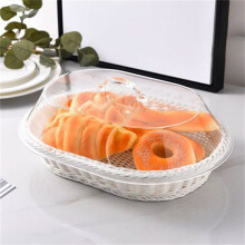 Cesto de pão oval de vime com tampa de acrílico, 33 x 23 x 13 cm (13 x 9 x 5 polegadas).