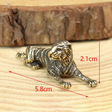 Figura de tigre de latón en miniatura, adorno de escritorio vintage