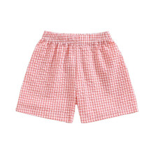 Pigershorts med ternet pasform, høj talje, løs pasform, lyserød, 2-3 år