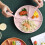 Ensemble d'assiettes compartimentées avec couverts, rose, sans BPA, 3 compartiments 1