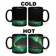 Taza de cerámica con efecto de cambio de color y diseño de auroras boreales (1 unidad)