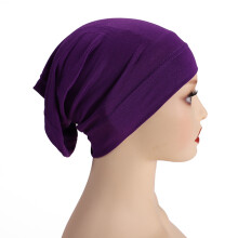 Damska czapka turban z wiązaniem, fioletowa, elastyczna, bawełniana