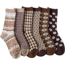 Coffret cadeau de chaussettes de Noël pour femmes, motif floral à carreaux, 6 paires