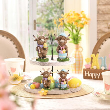 Figur av høylandskue og kanin i harpiks, 15 cm