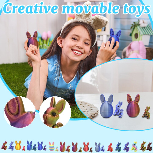 3D-printet påskeeggpynt med kaninfigur 5 cm