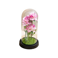 Lámpara de noche LED con forma de rosa preservada de 8,5 pulgadas.