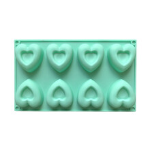 Moule en silicone en forme de cœur, 8 cavités, 29 x 17 cm, vert