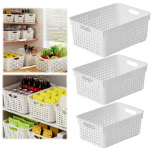 Cesto de armazenamento de plástico para mesa, organizador de cozinha e escritório.