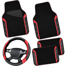 Set composto da coprivolante in pelle e tappetini in microfibra.