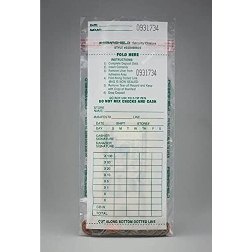 Sacos transparentes para depósito de dinheiro, 12,7 x 24,13 cm (5 x 9,5 polegadas), pacote com 250 unidades.