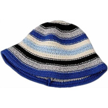 Cappello da sole da donna all'uncinetto a righe arcobaleno, taglia unica