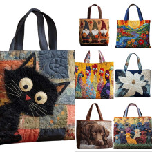 Borsa tote in tela stampata, leggera e spaziosa (1 pezzo)