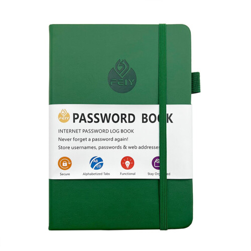 Caderno de Senhas Verde Escuro 60 Folhas 100GSM