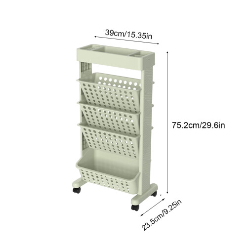 Mobile Book Shelf Cart 5-Tier with Lockable Wheels 2