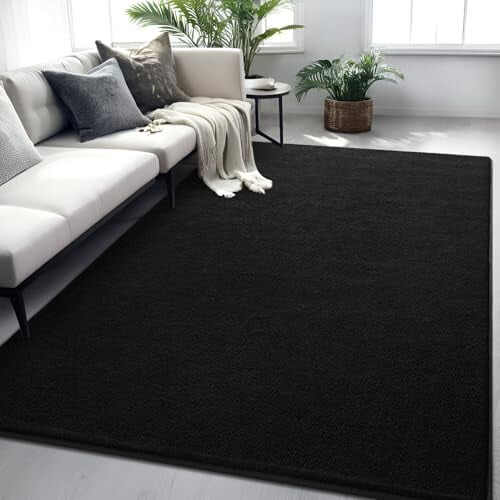 Sort memory foam tæppe 12x1,8 m skridsikkert indendørs tæppe