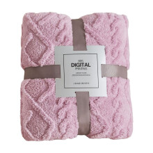 Fleece-heittohuopa samettinen jacquard-flanelli violetti pinkki