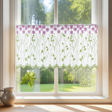 Panneau de rideau transparent brodé en gaze florale filtrant la lumière