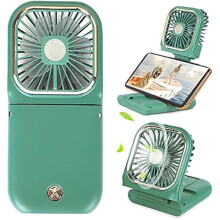 Bärbar minifläkt med telefonhållare och powerbank grön