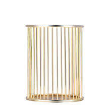 Porta-canetas de metal para organização de mesa, acabamento dourado