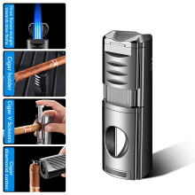 Isqueiro maçarico recarregável 4 em 1 com chama tripla, USB-C,