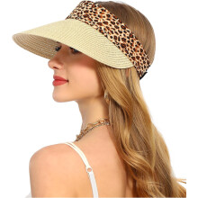 Cappello da donna in paglia con visiera parasole, protezione UPF50+, a tesa larga