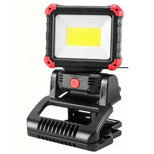 LED Rechargeable Work Light with Clamp, 2100LM Super Bright COB Magnetic Work Light with 3 Light Modes, for BBQ Workshop