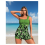 Σετ Tankini Tropical Leaf για γυναίκες με ψηλή μέση και μακριά μανίκια 1