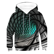 Hoodie Priontáilte 3D Buachaillí Muinchille Fada le Sreangán Tarraingthe agus Póca