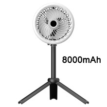Draagbare statiefventilator met verlichting, zwart, 15,55 inch, 3 snelheden, 4000 toeren.