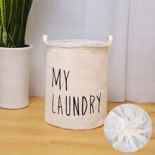 Opvouwbare wasmand met handvatten en trekkoord, wit
