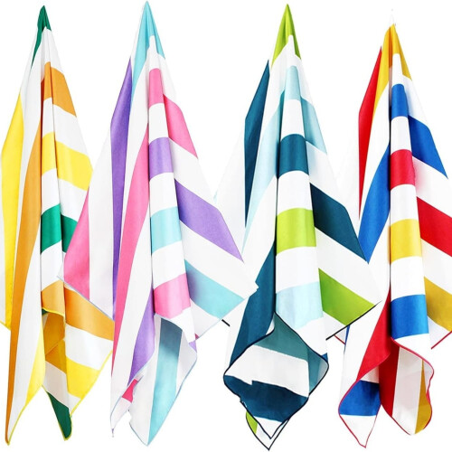 Ensemble de 4 serviettes de plage en microfibre à séchage rapide, 35 x 70 pouces