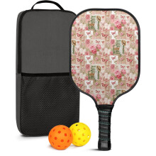 Pickleball-padler sæt blomsterglasfiber 2 stk. med kugler