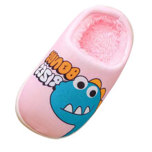 Pantuflas infantiles de dinosaurios, de algodón rosa, talla 10-10.5.
