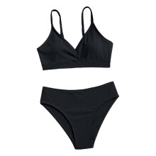 Girls' 2-Piece Swimsuit Set High-Waist Solid Bikini 14-16