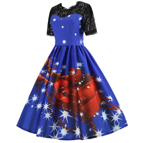 Abito da donna vintage a trapezio con scollo a V e maniche corte 2