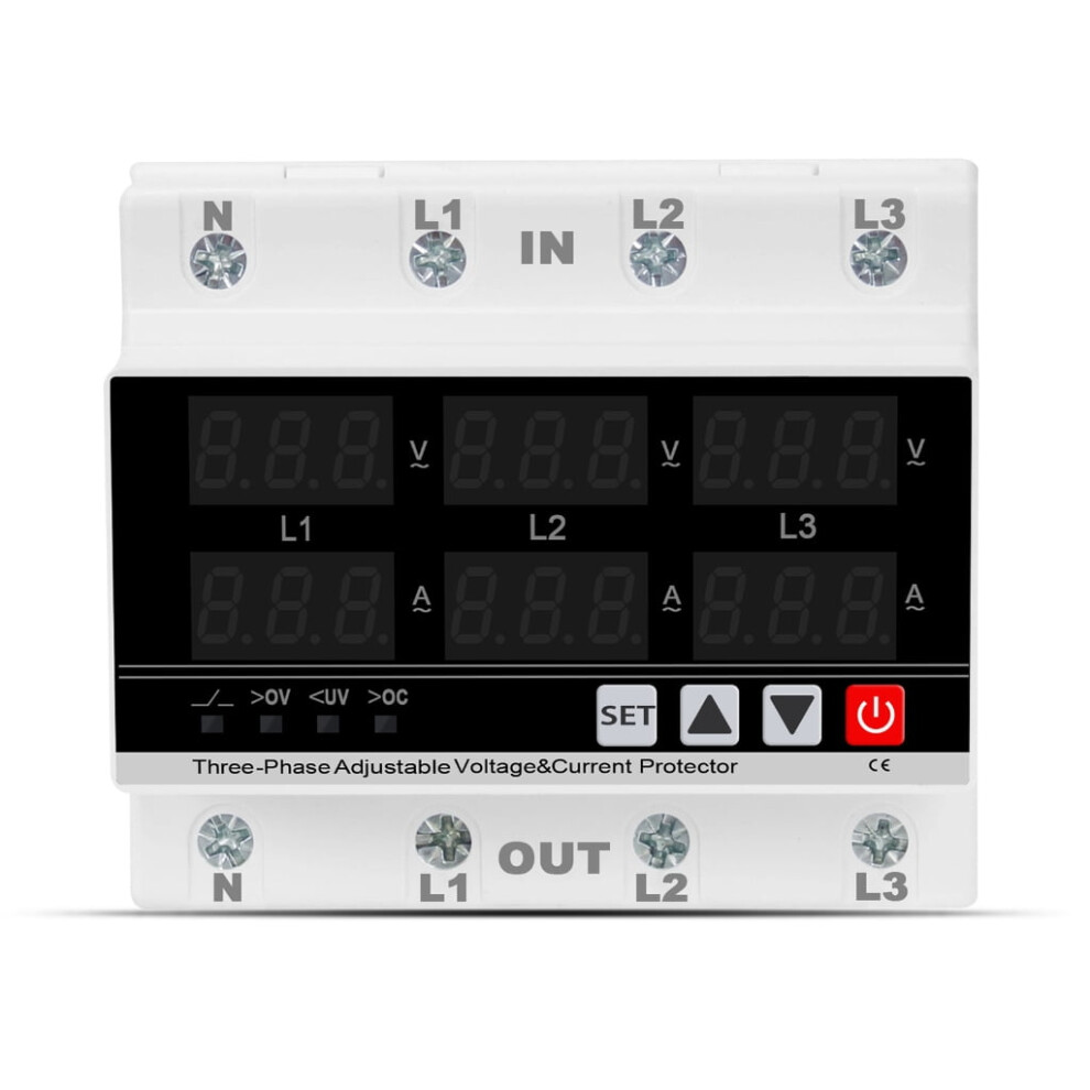 Digital Electricity Monitor 3-Phase Din Rail Voltmeter 917087905046