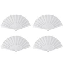 4X Plastic Fabric Hand Foldable Fan for Ladies Men White