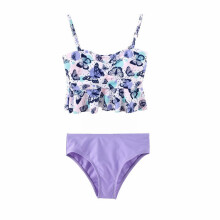 Girls butterfly print pleated top and shorts set 2 piece