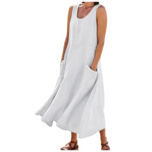 Abito estivo da donna con scollo a V, senza maniche e tasca, taglia 4X