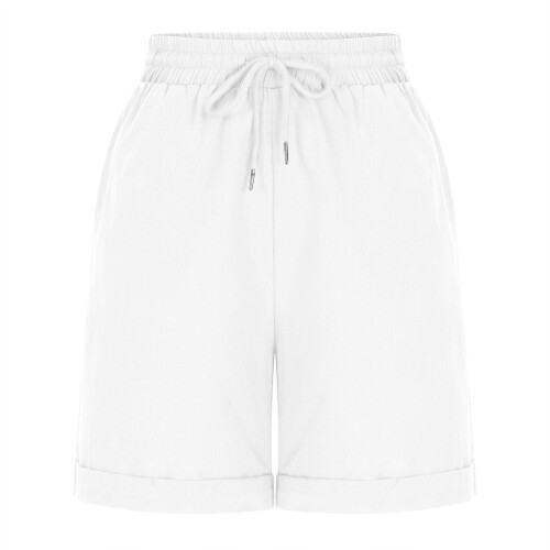 Bermuda blanc pour femme, coton-lin, taille 2XL 1