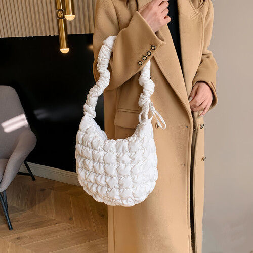 Sac cabas Puffer blanc à bandoulière 1