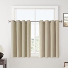 Zatemňovací hnědé jednobarevné závěsy 52x54 palců, 2 panely, horní část s průchodkami