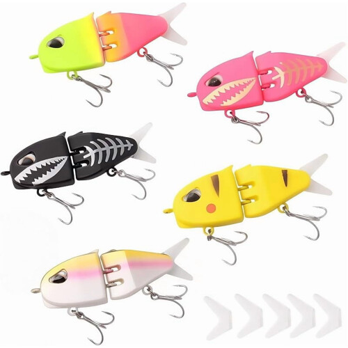 Mini Glide Bait für Barsche, langsam sinkender Hartkörperköder, 2 Haken