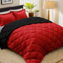 Red Twin/Twin XL Comforter Set Reversible 3 pcs